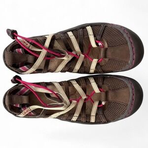 J-41 Brown Pink Gladiator Outdoor Sandal Shoes Sz 6